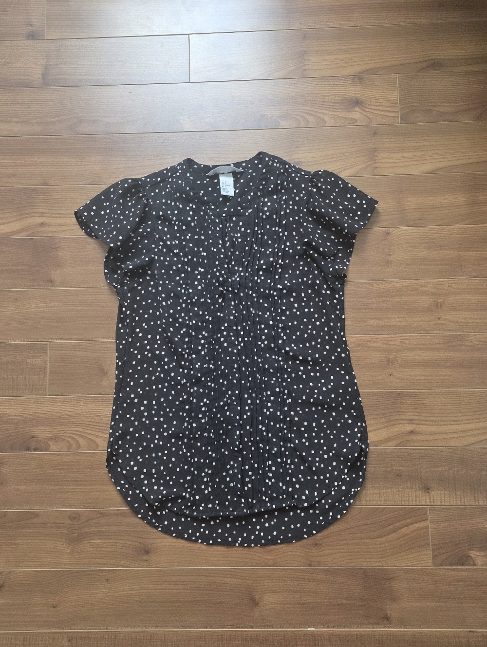 Black Polka Dot Short Sleeve Blouse
